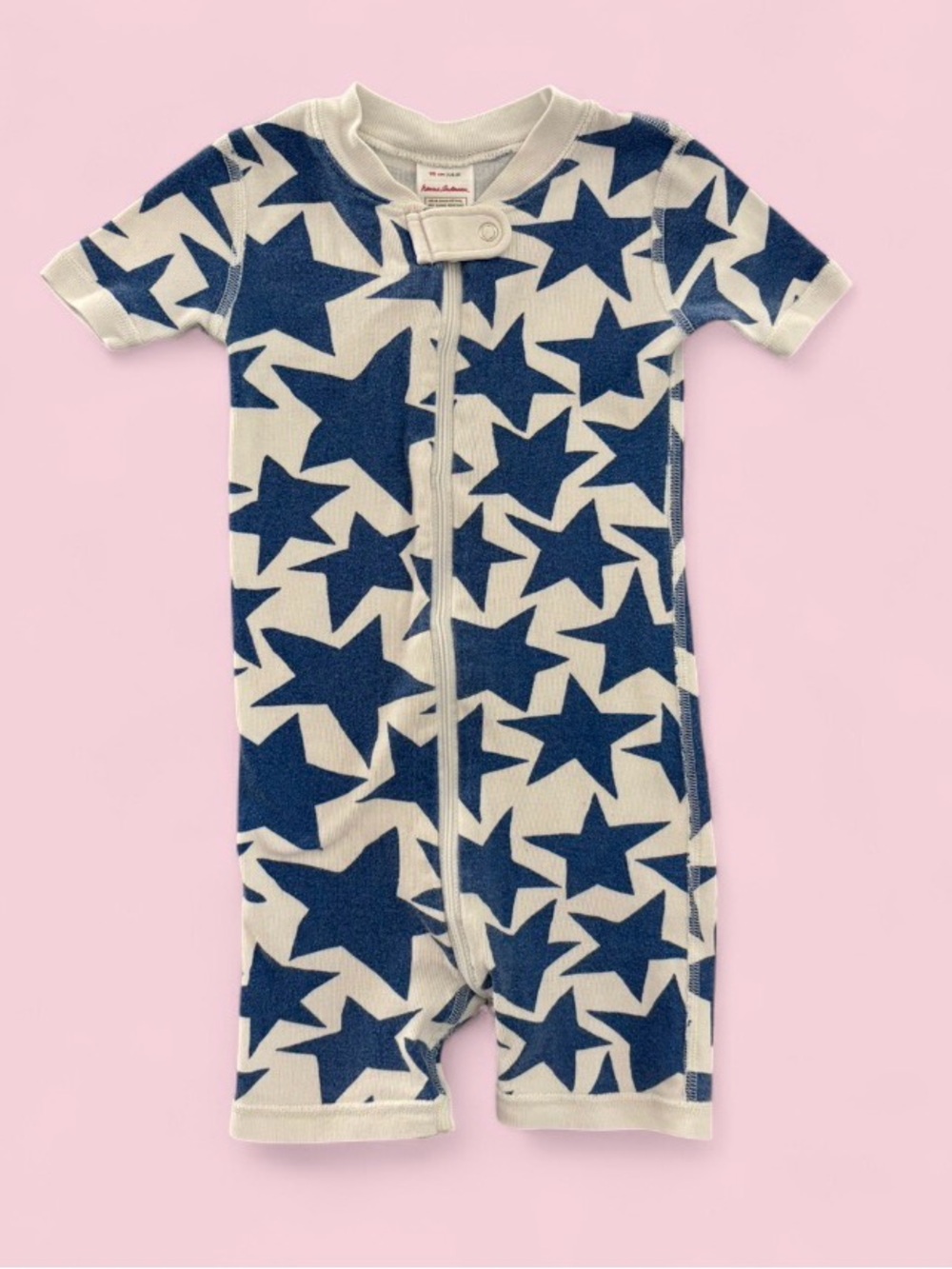 Hanna Andersson Blue Star Organic Cotton Short John Pajamas Sz 2T